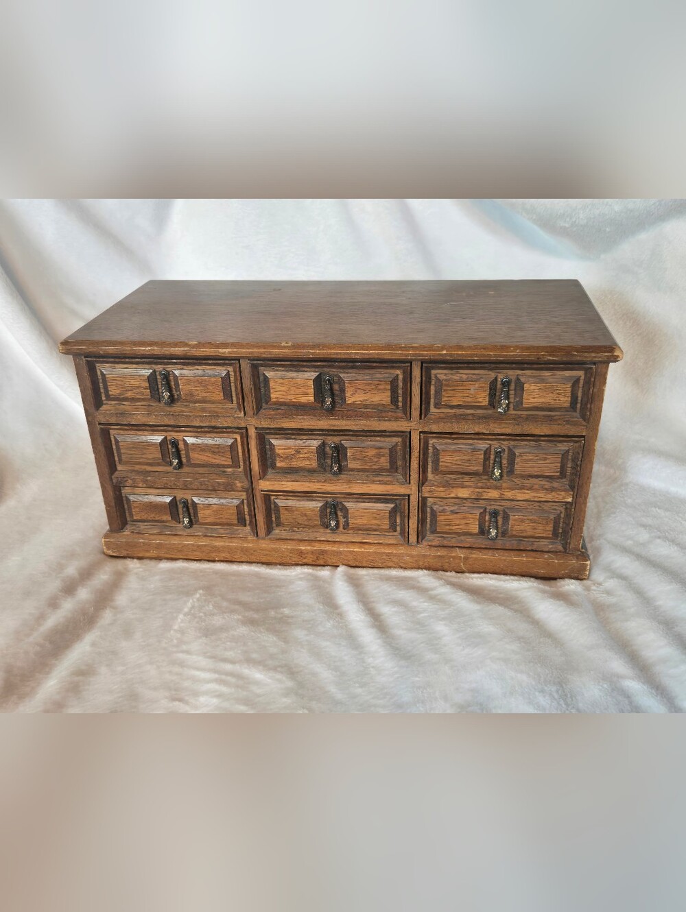 Vintage Mele Wooden Brown Jewelry Box